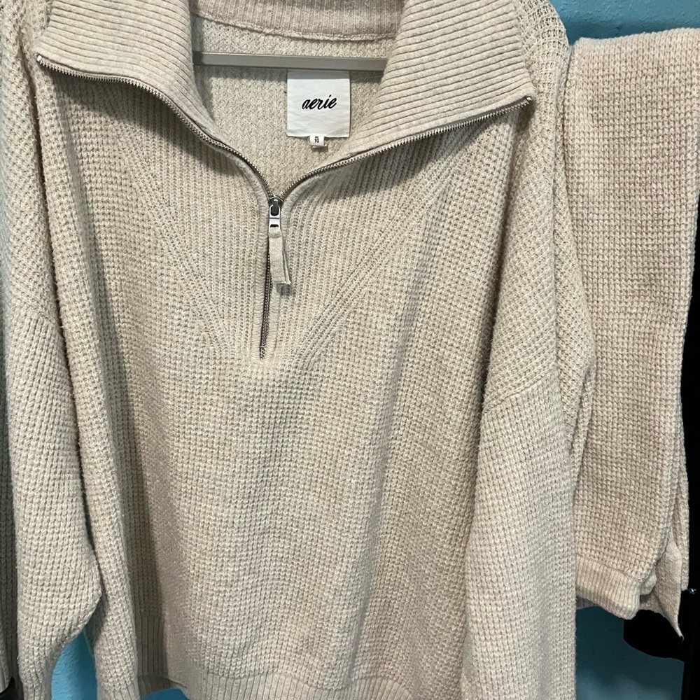 Aerie waffle sweater and pants set